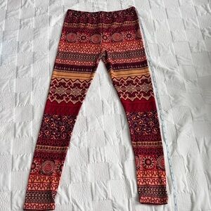 Patterned Red and Orange Kids Leggings